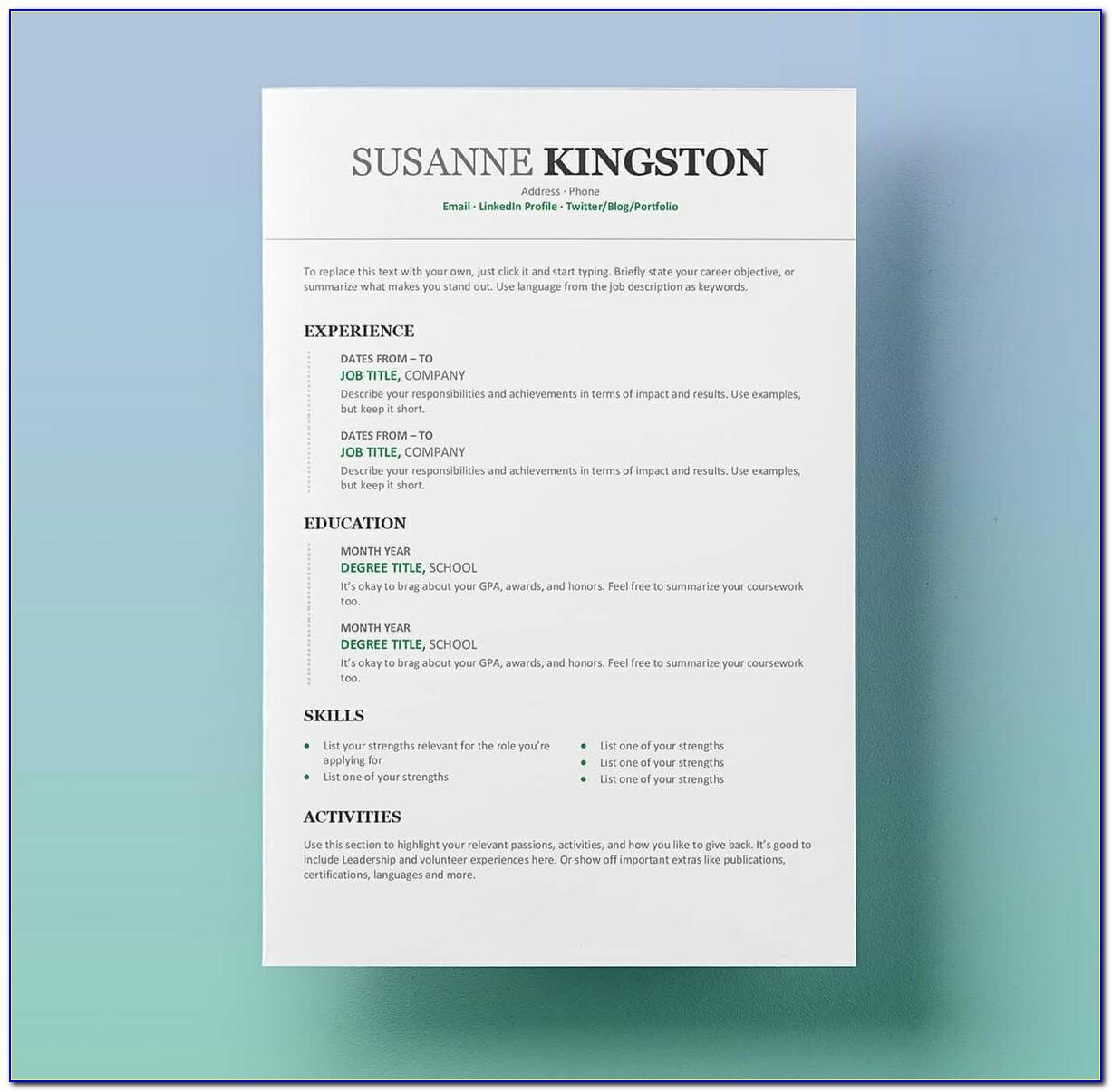 Resumes Templates Word