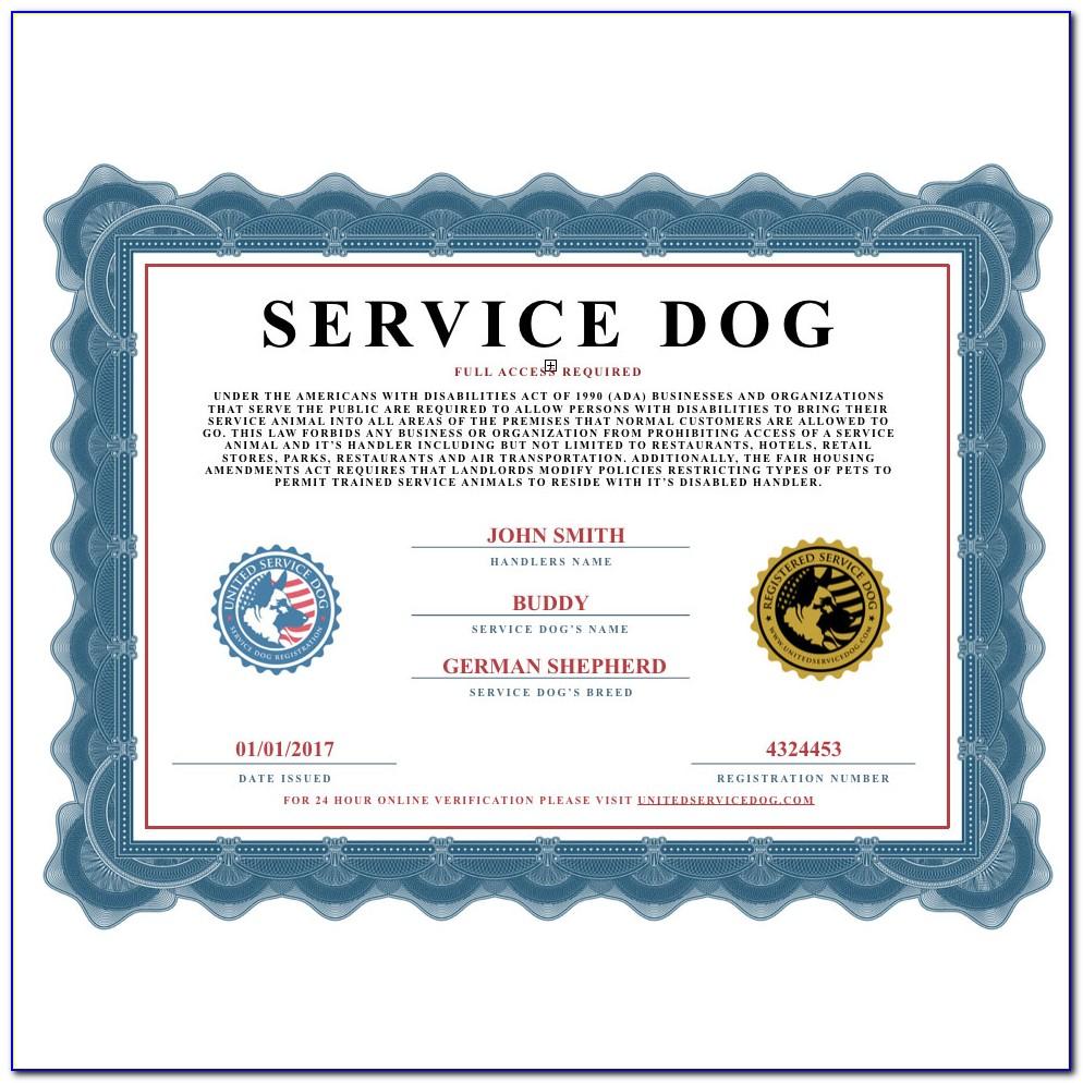 Service Animal Certificate Template