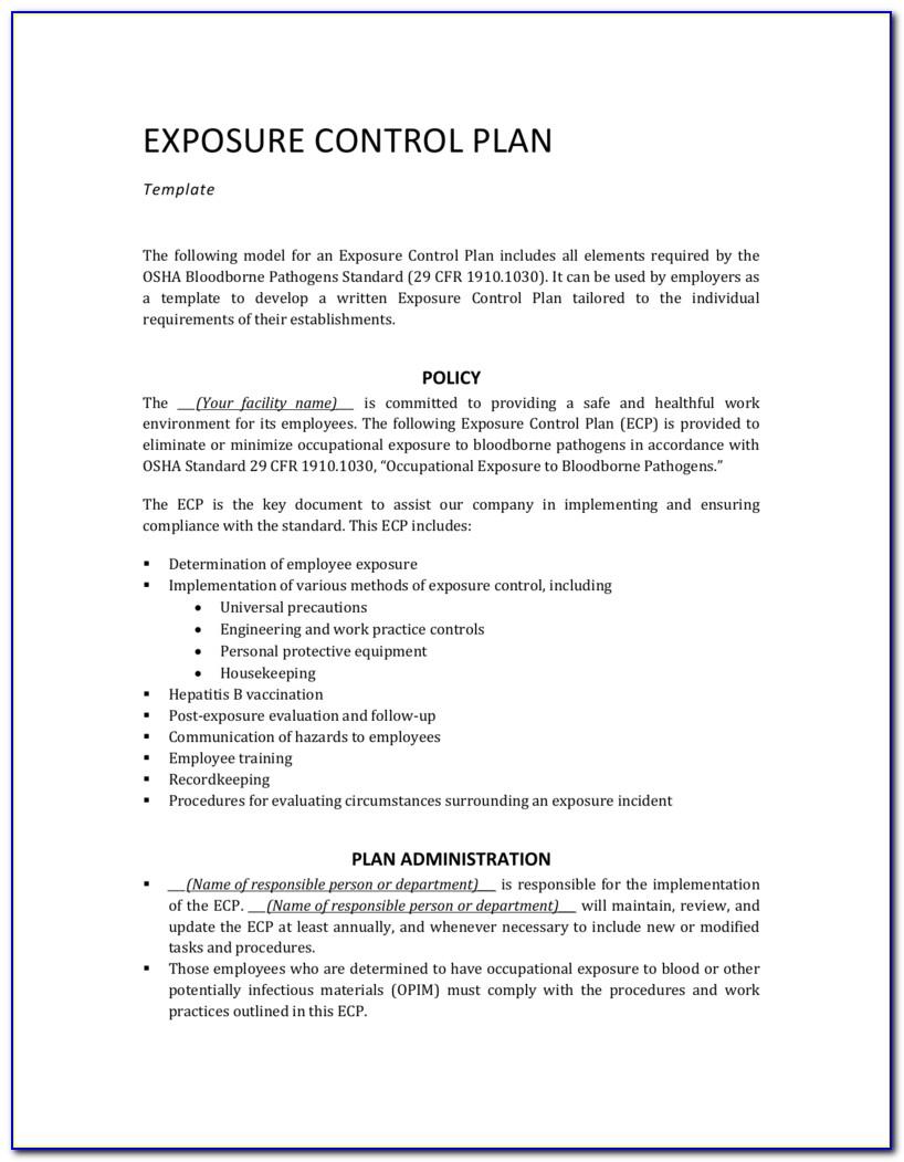 Silica Written Exposure Control Plan Template