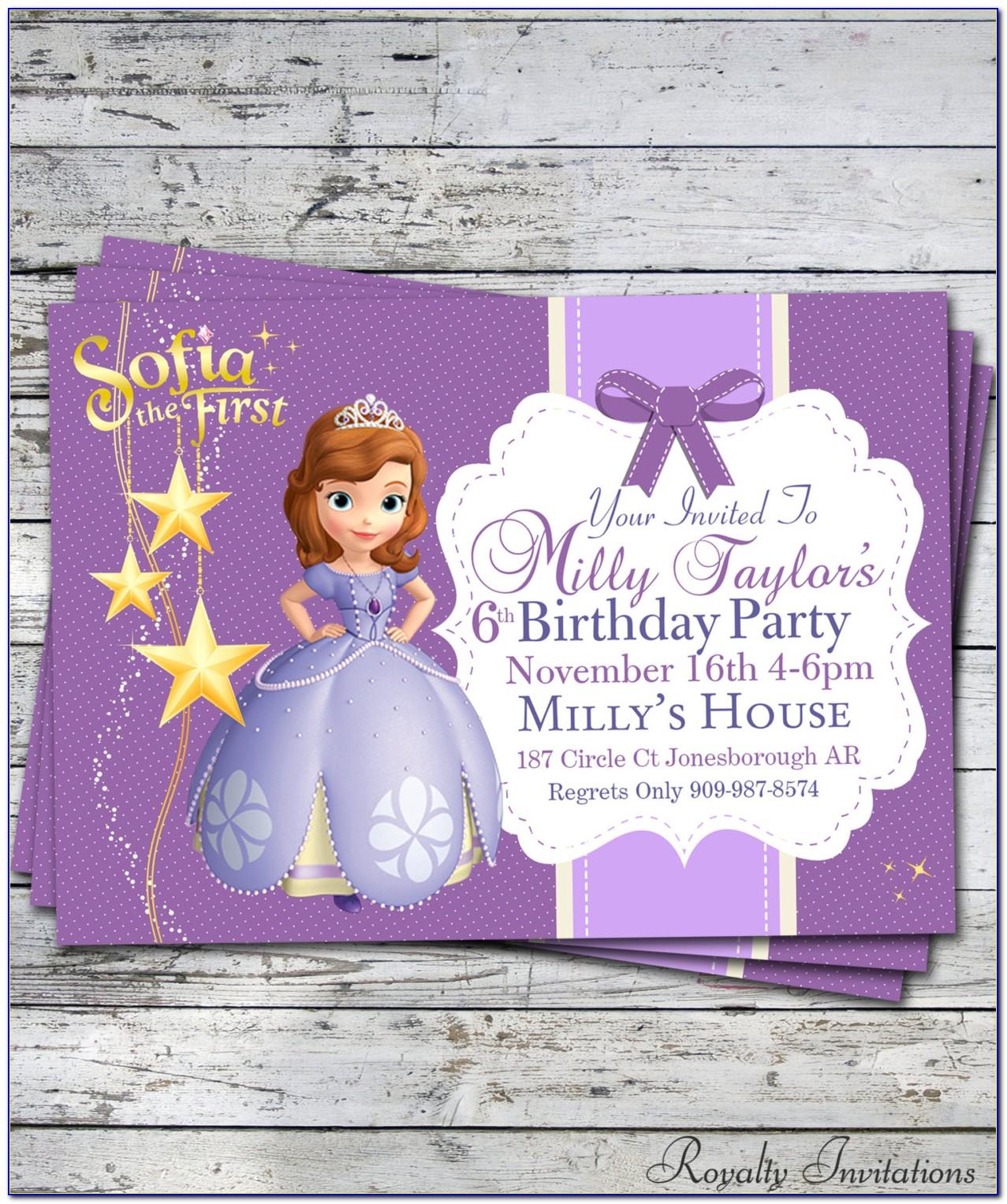 Sofia The First Birthday Party Invitations Template