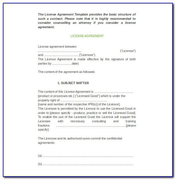 Software Licensing Agreement Template Free