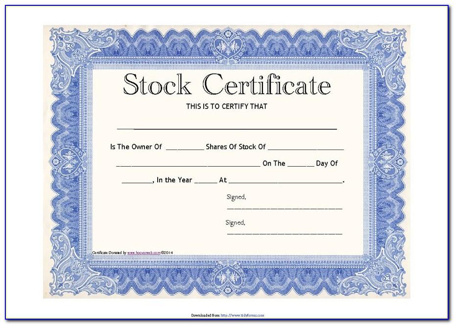 Stock Certificate Template Free Word