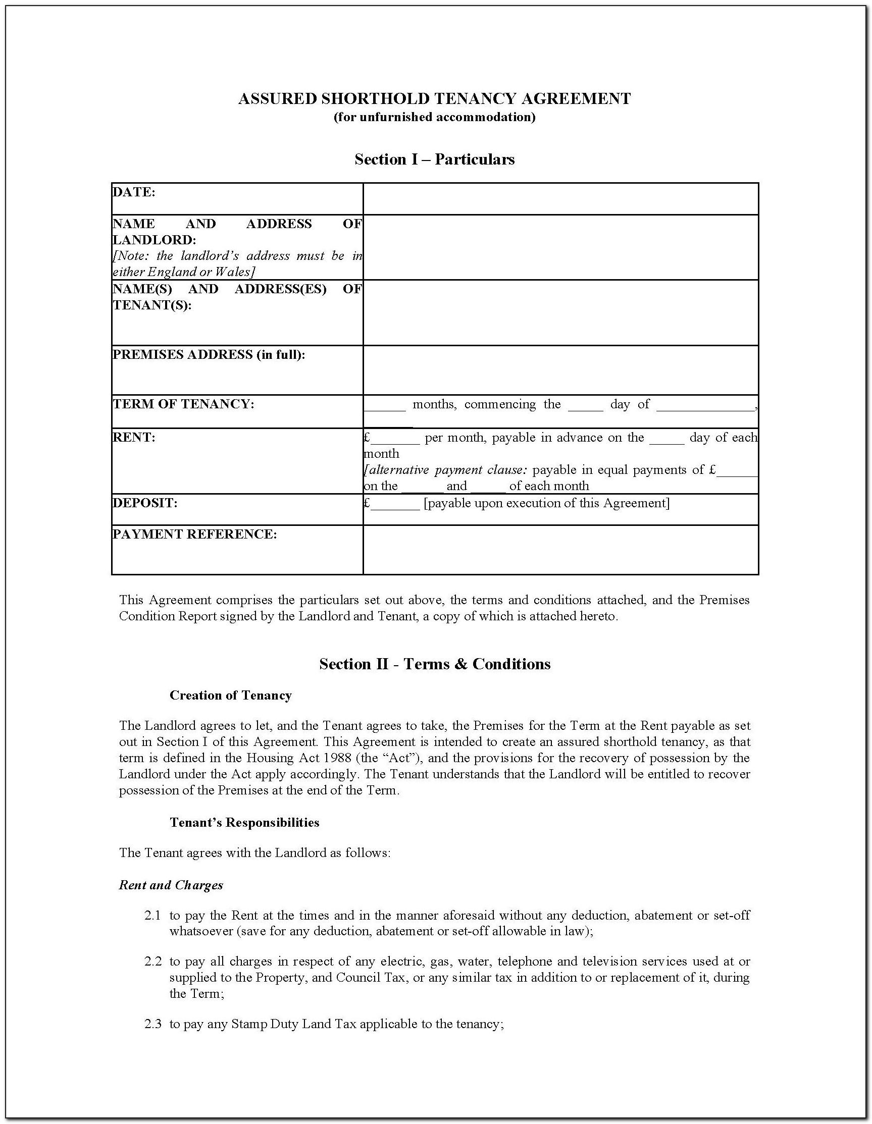 Sublet Contract Template Uk