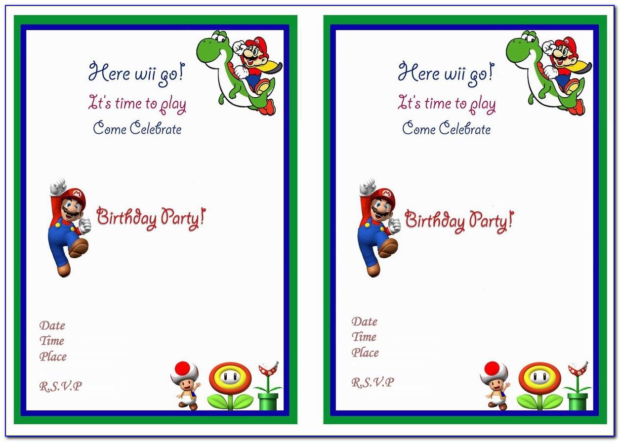 Super Mario Bros Birthday Party Invitation Templates