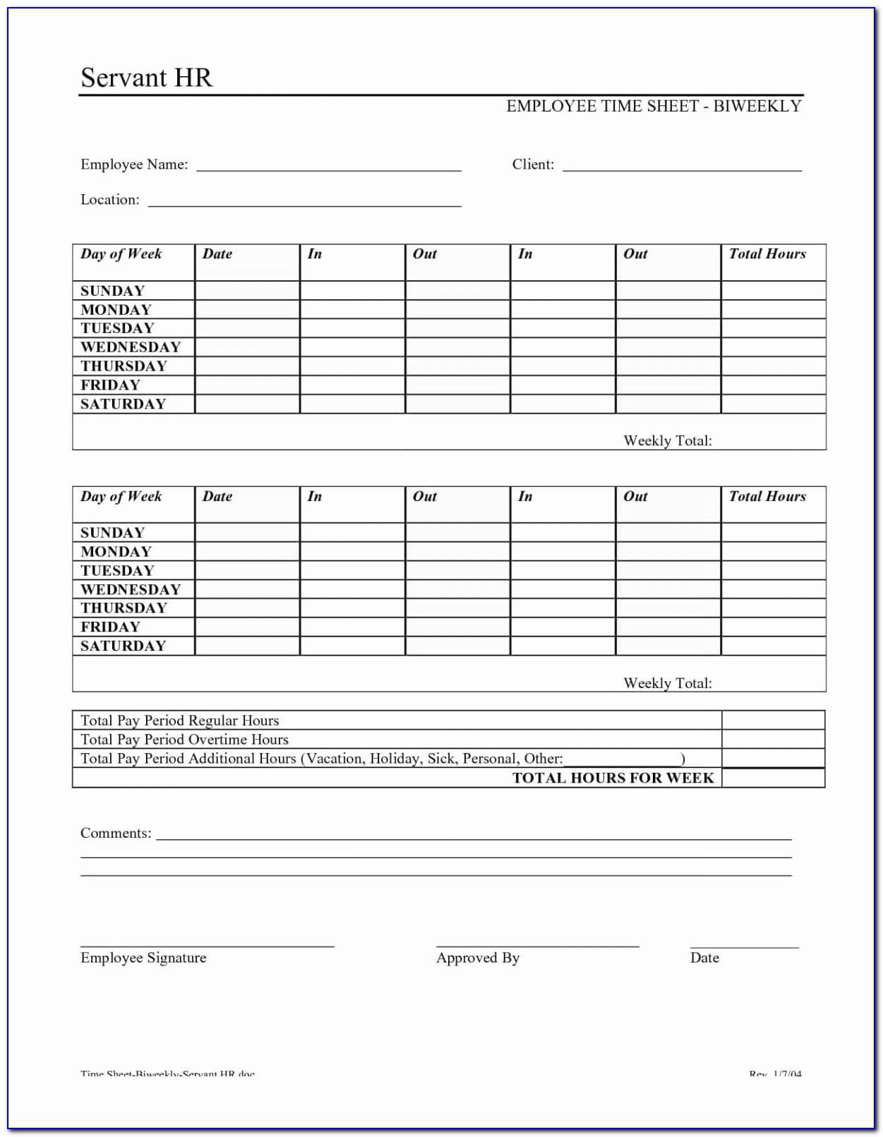 Timesheet Template For Numbers