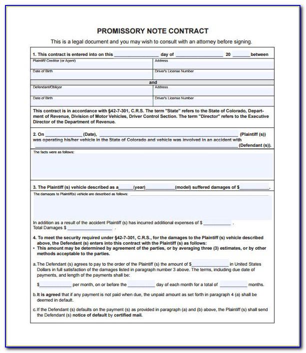 Vehicle Promissory Note Template