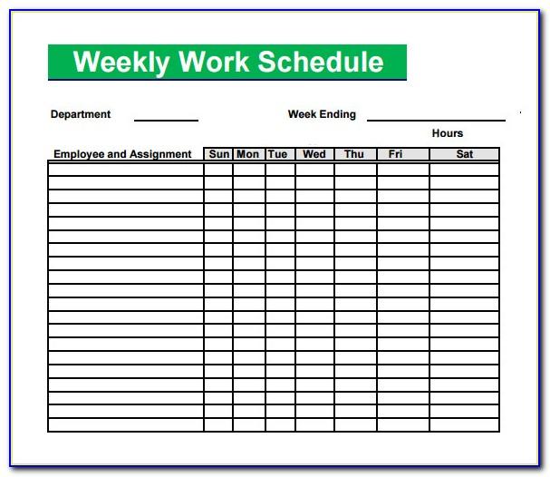 Weekly Work Schedule Calendar Template