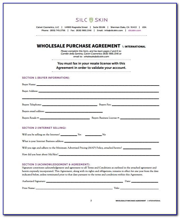 Wholesale Purchase Agreement Contract Template