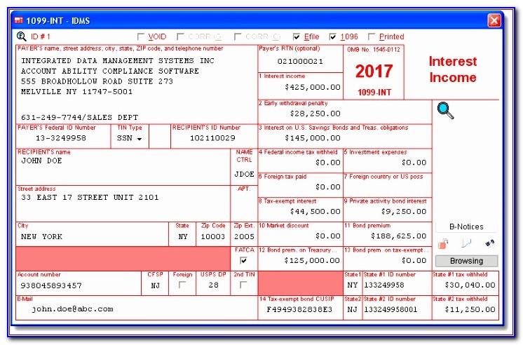 2017 Form 1099 Misc Template