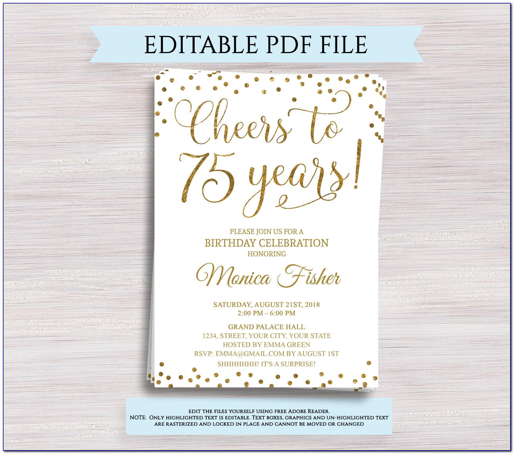 75th Birthday Invitation Format