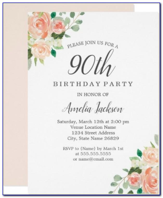 90th Birthday Party Invitations Templates