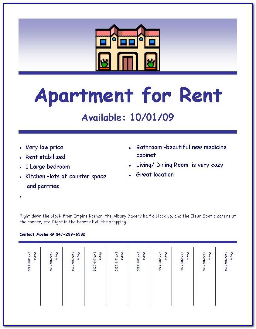 Apartment For Rent Flyer Template Word 2003