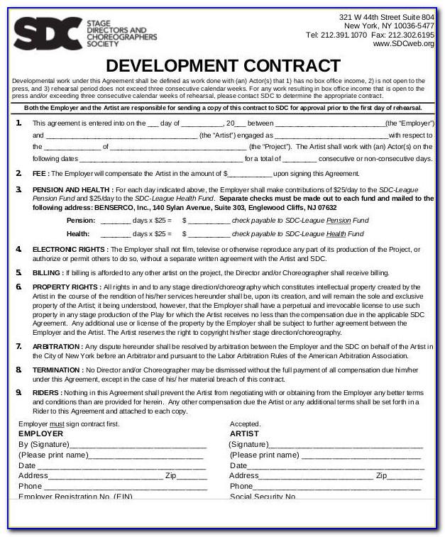 Artist Development Contract Example