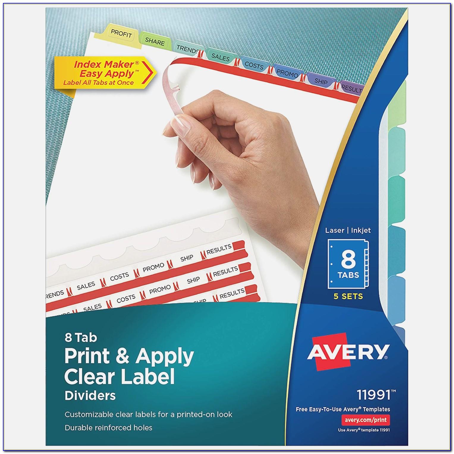 Avery Index Maker Clear Label Dividers 8 Tab Template 11437