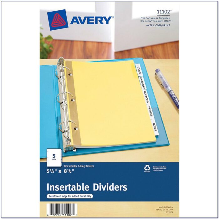 Avery Insertable Dividers 81000 Template