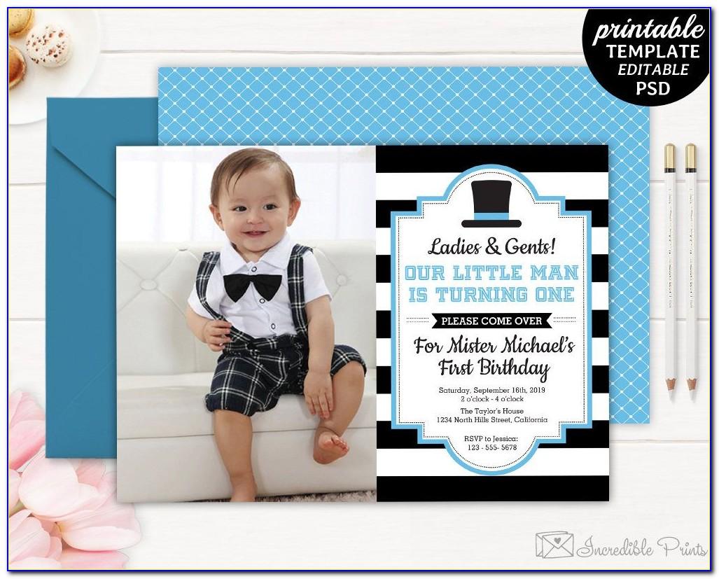 Baby Boy 1st Birthday Invitation Templates Free