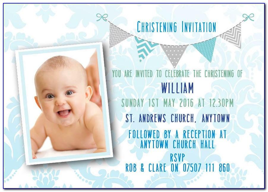 Baby Boy Christening Invitation Template