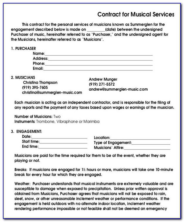 Band Contract Template Pdf Free