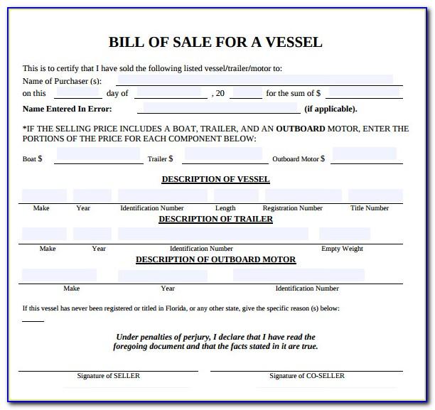 Bill Of Sale Template For Boat And Trailer