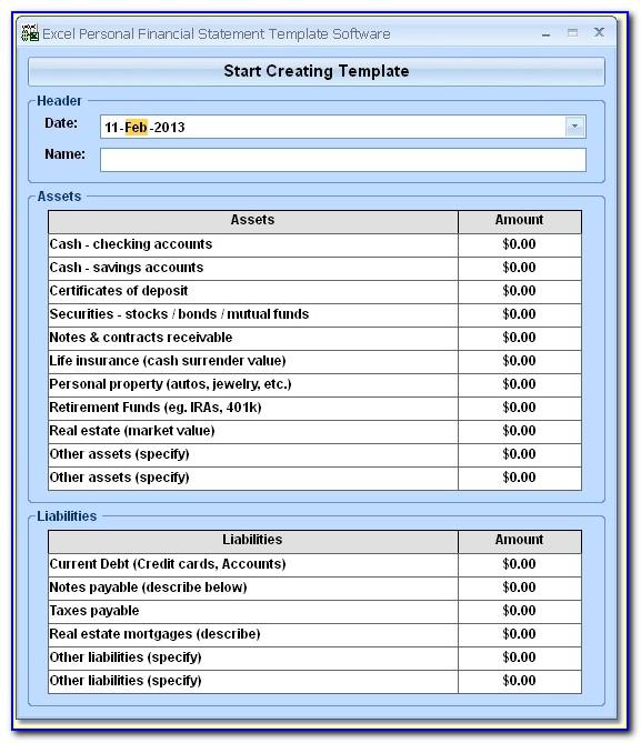 Business Financial Statement Template Excel Free