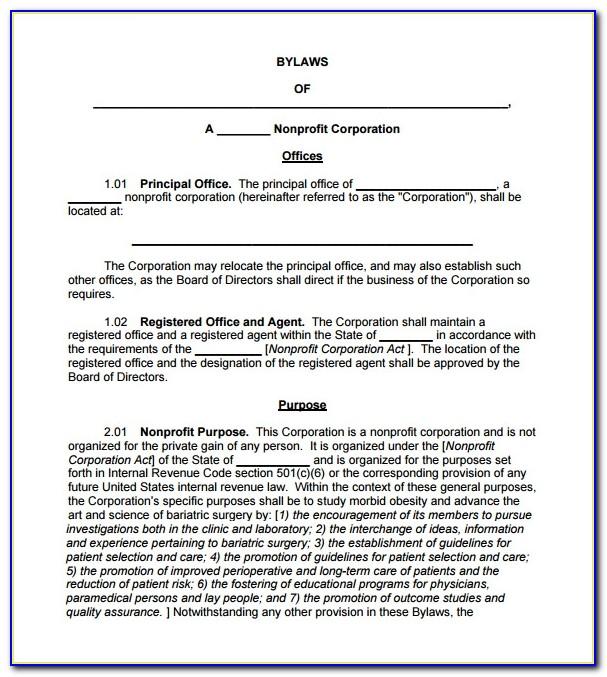 Bylaws Template Download