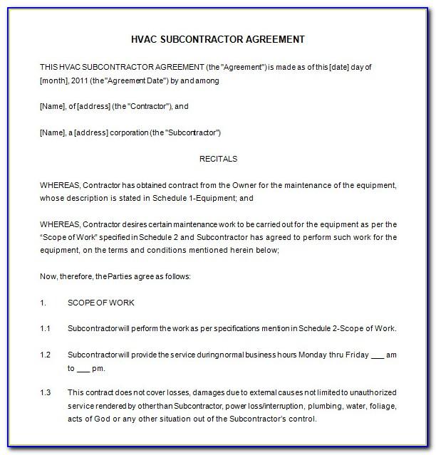 Commercial Hvac Maintenance Agreement Forms