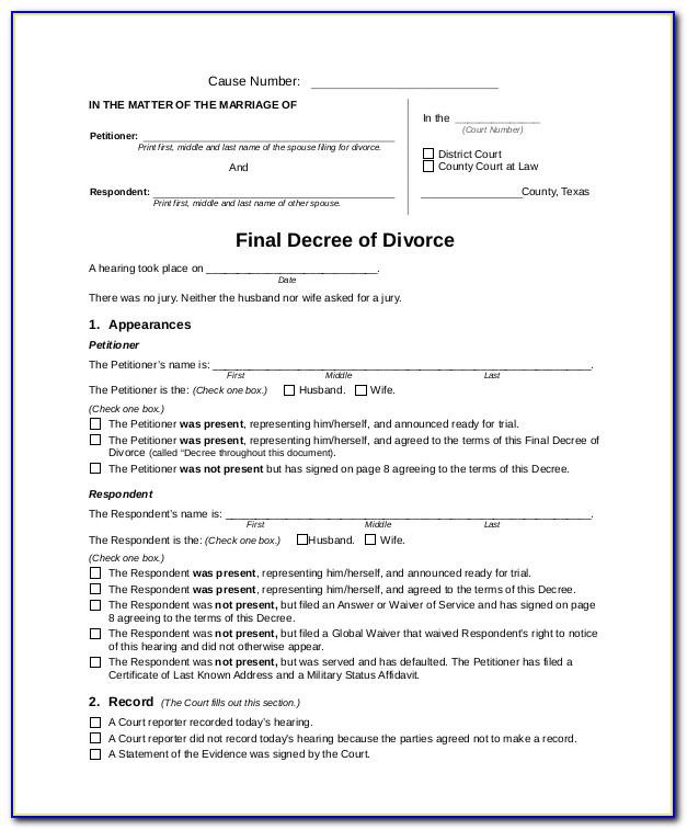 Divorce Decree Document Template