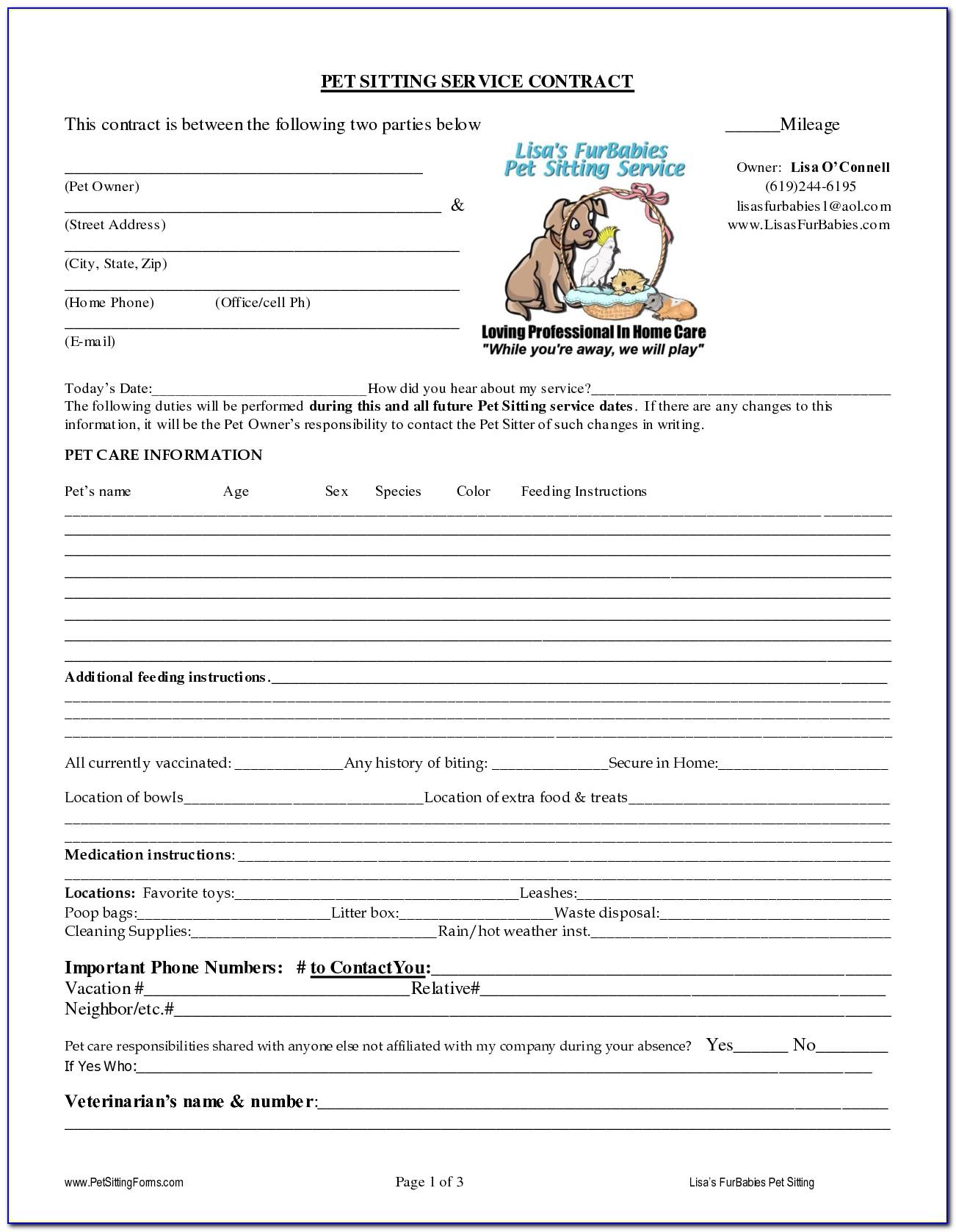 Dog Grooming Contract Template