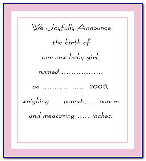 Downloadable Baby Birth Announcement Template