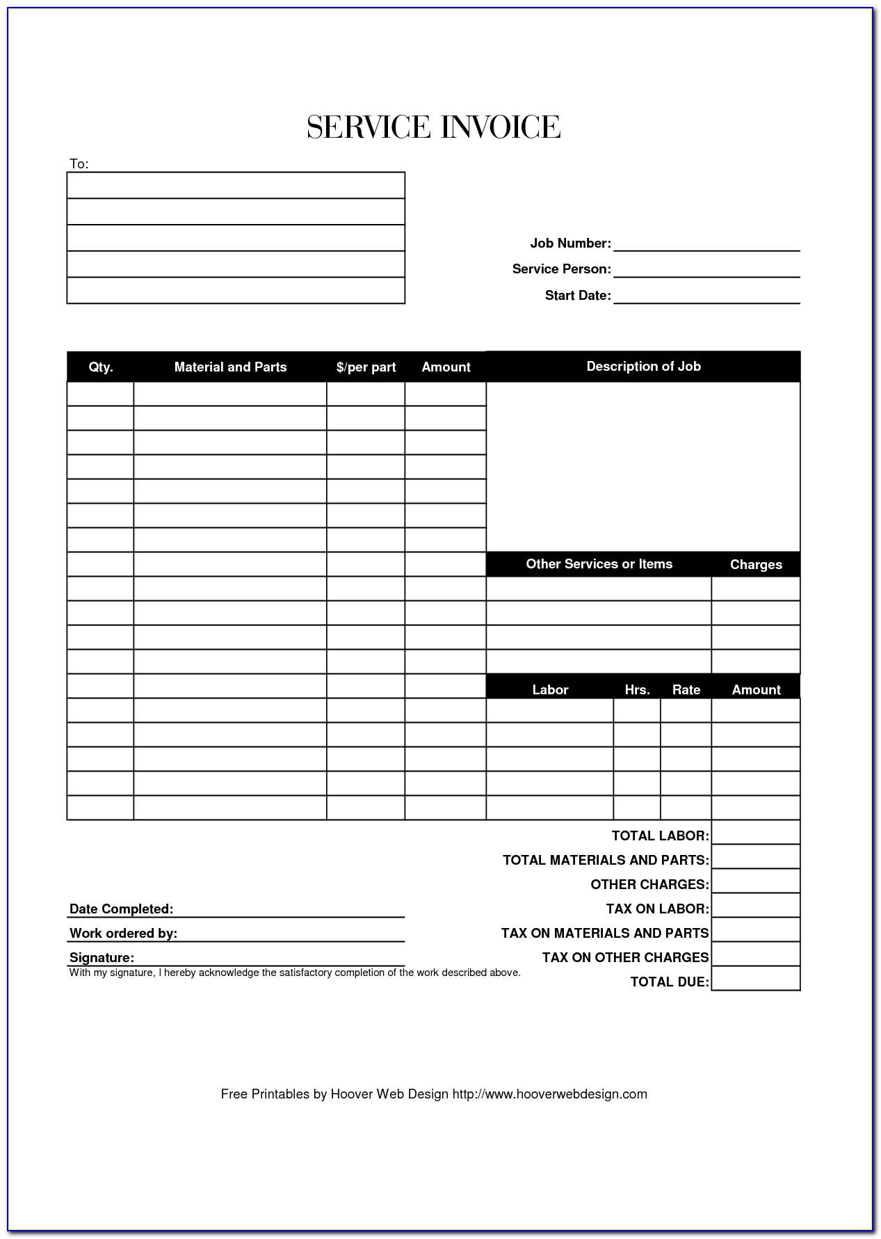 Employment Invoice Template Free