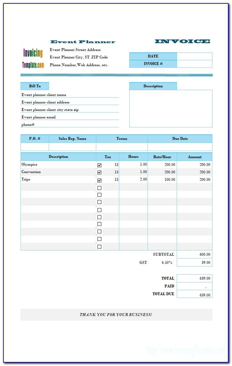 Event Planner Invoice Template