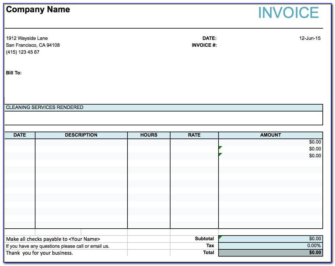 Example Invoice For Cleaning Services