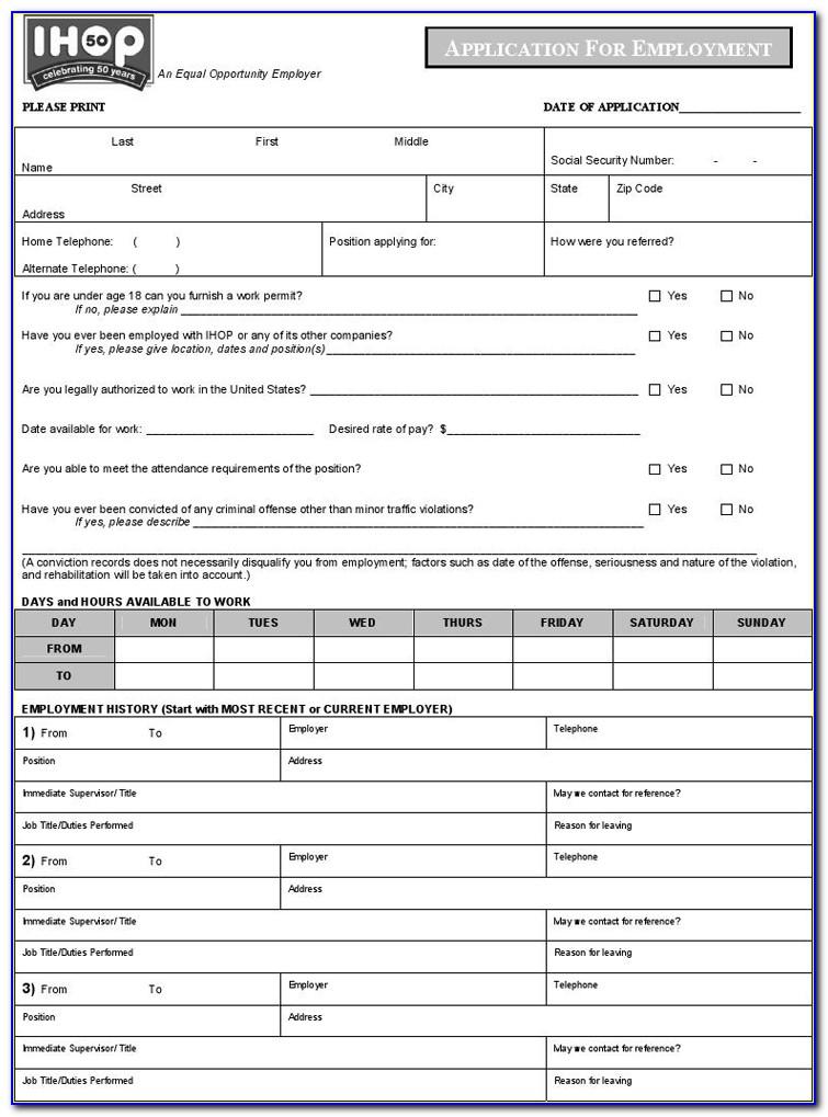Fillable Employment Application Template