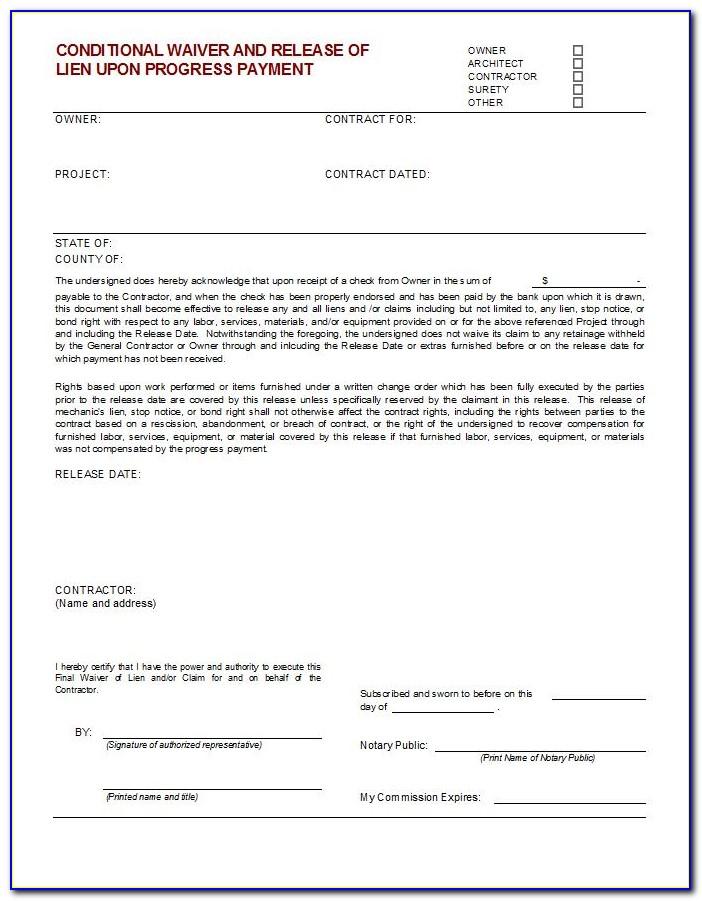 Final Waiver Of Lien Word Document