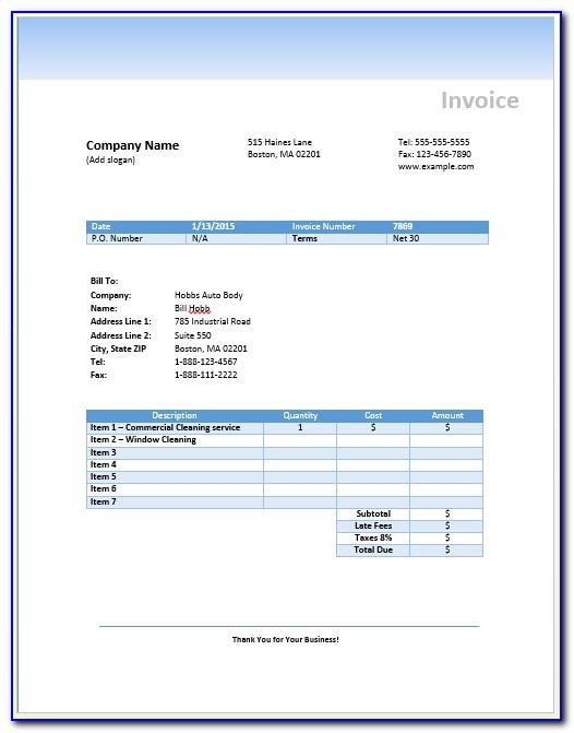 Free Cleaning Company Invoice Template