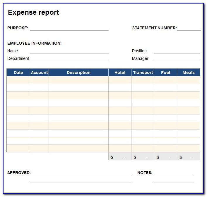 Free Download Expense Report Template