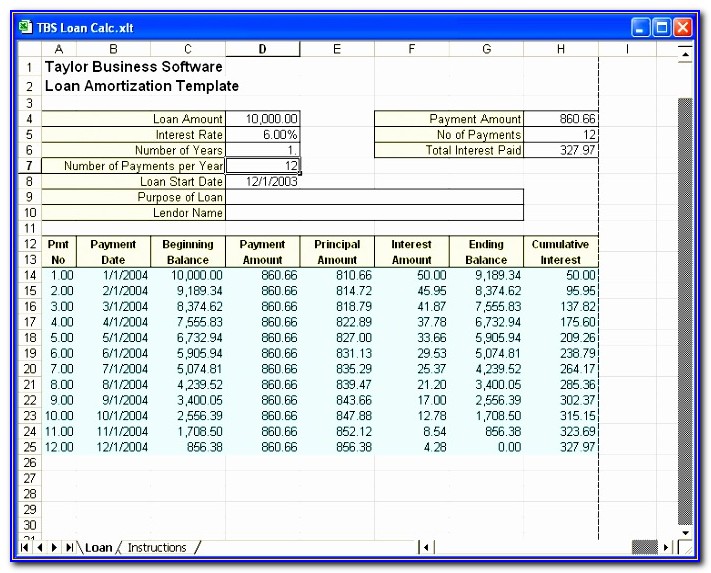 Free Loan Amortization Schedule Excel Template