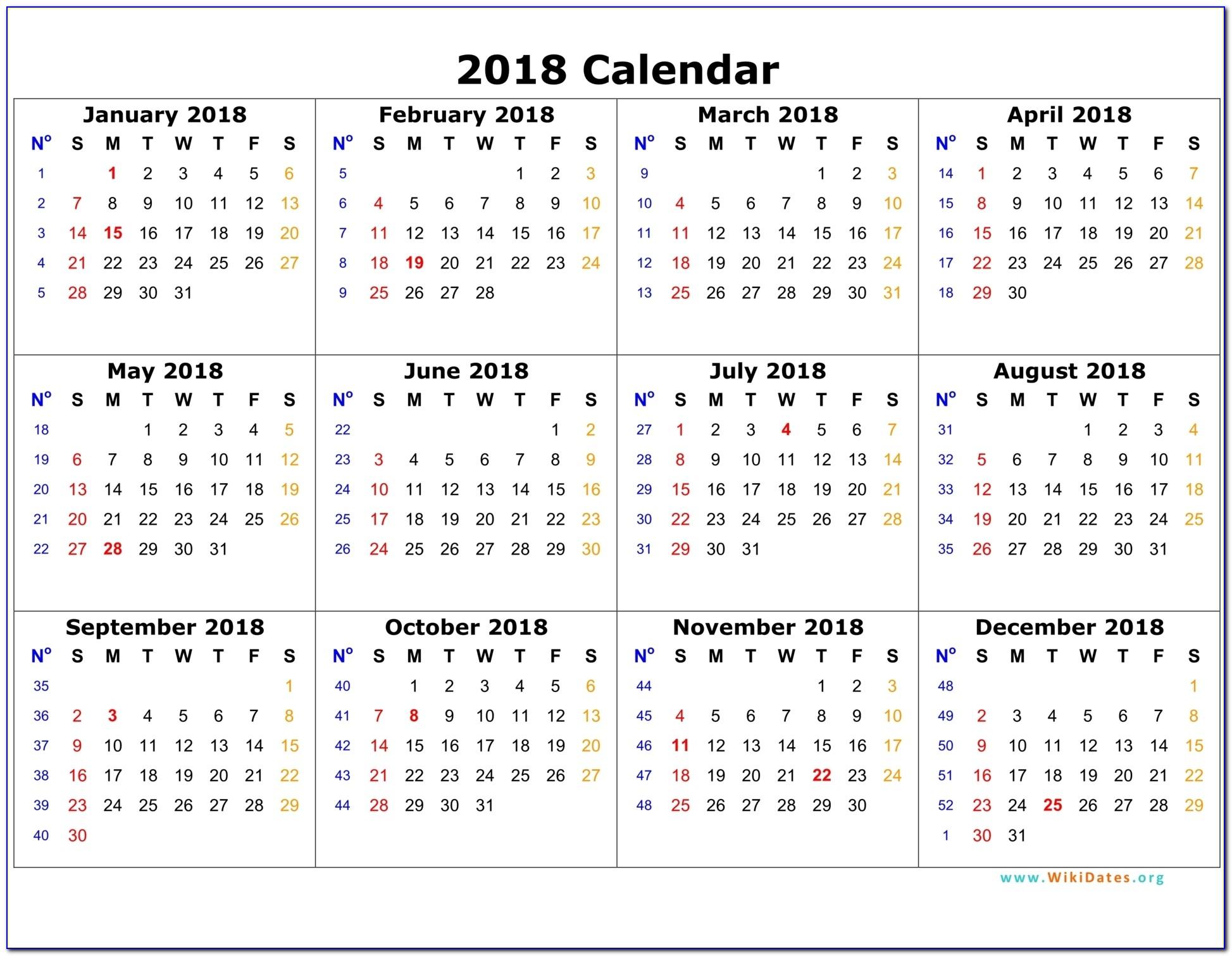 Free Photo Calendar Template 2018
