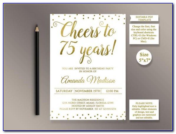 Free Printable 75th Birthday Invitation Templates