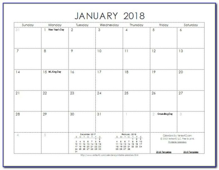 Free Printable Photo Calendar Template 2018