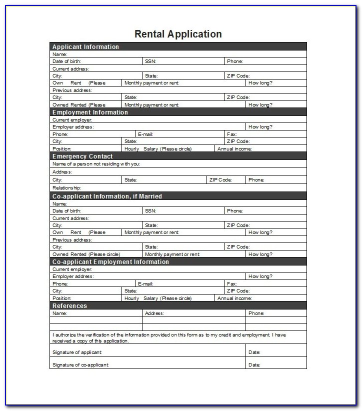 Free Rental Application Form Template Australia
