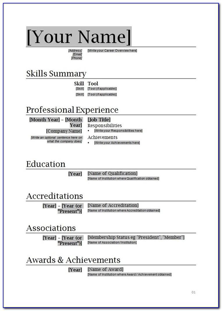 Free Resume Templates For Word Starter 2010