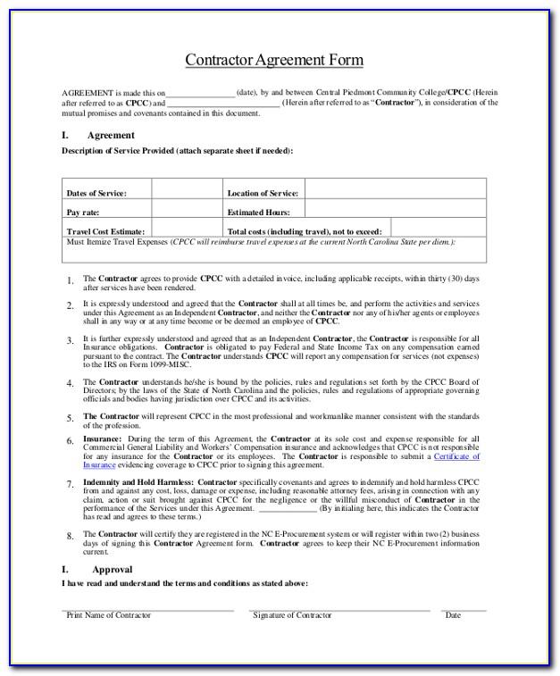 Free Subcontractor Agreement Template Word