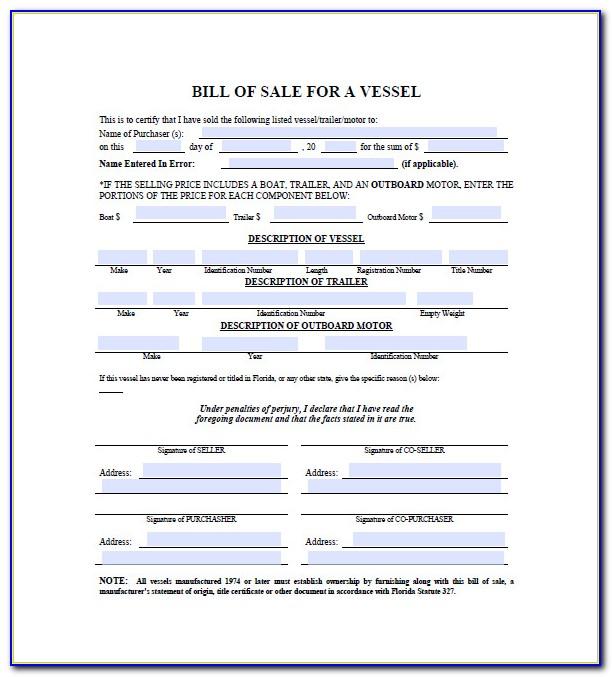Free Template For Bill Of Sale For Boat