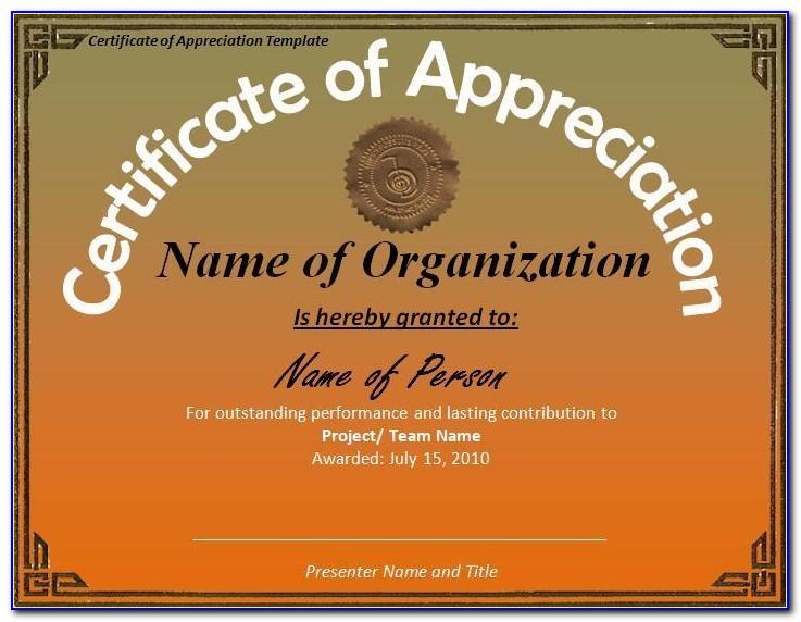 Free Templates For Certificate Of Appreciation