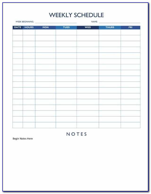Free Weekly Work Schedule Template Excel