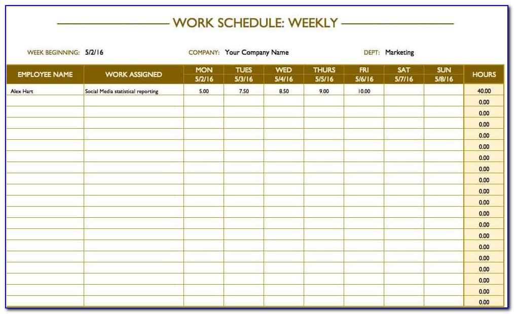 Free Work Schedule Template Monthly