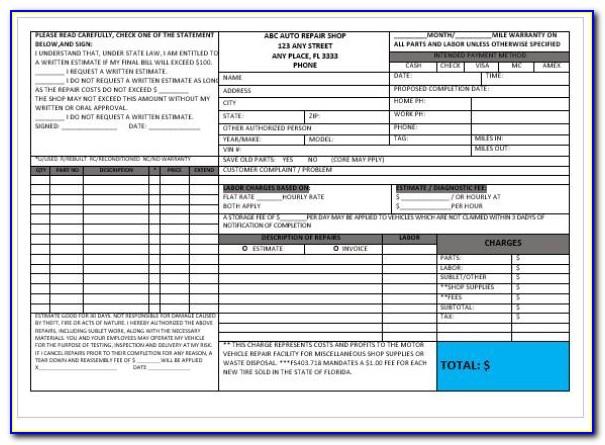 Garage Invoice Template Free Download