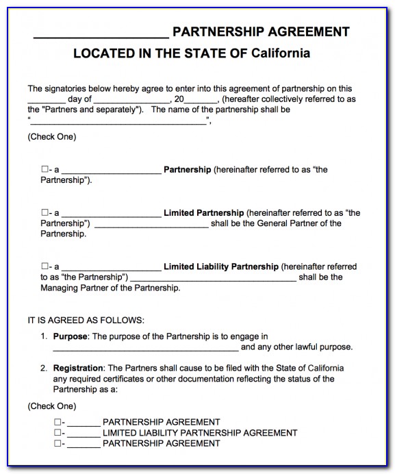 General Partnership Agreement Template California