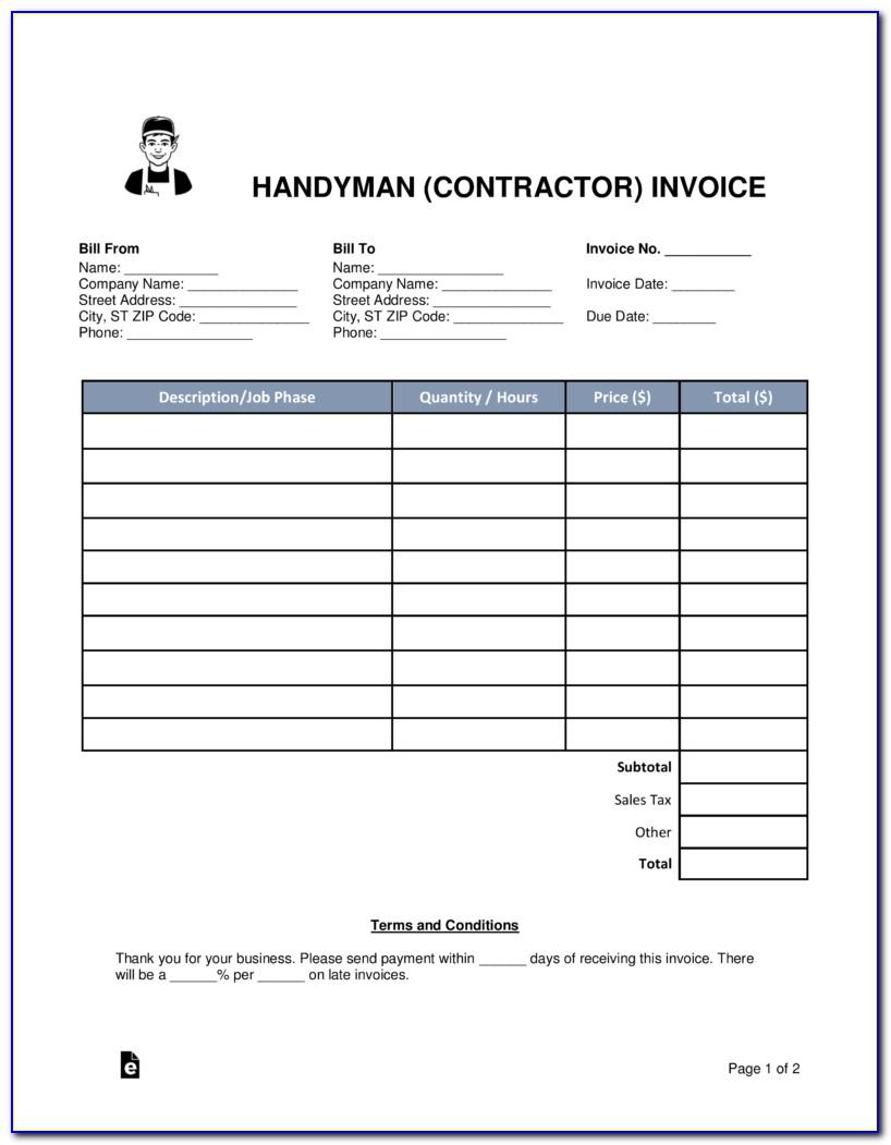 Handyman Work Order Template